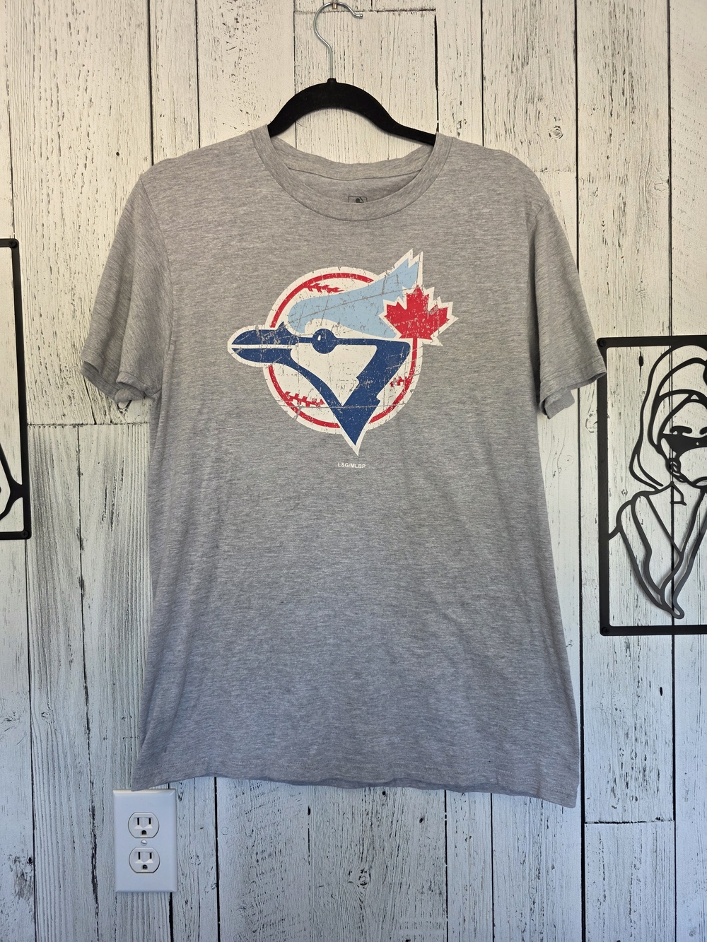 Toronto Blue Jays Distressed Logo Grey T-Shirt MLB Medium